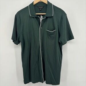 Banana Republic Button Front Polo Mens M Green NEW Luxe Touch Performance Tipped